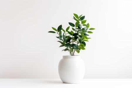 The Beauty of Nature in a Green Potted Plant Adorned on a White Ceramic Vase --ar 3:2の素材