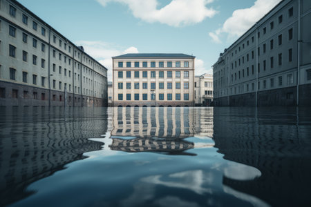 Architectural Beauty Complemented by Serene Waters: A 3:2 Perspectiveの素材