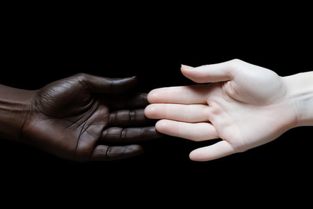 Contrasting Hands: A Captivating Display on a Monochrome Backgroundの素材