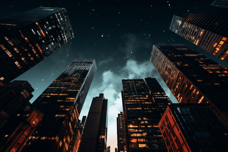 Cityscape Dreams: Illuminating High Rise Buildings at Night [3:2]の素材