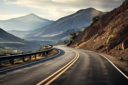 Majestic Scenery: The Serene Mountain Roadの素材