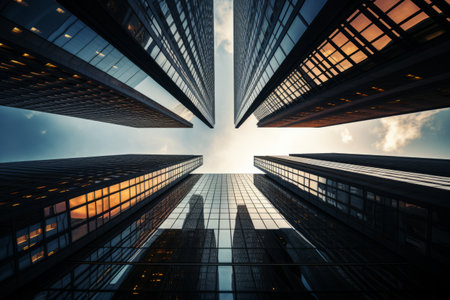 Architectural Marvels at a Unique Perspective: Captivating Low Angle Photography of Modern Buildingsの素材
