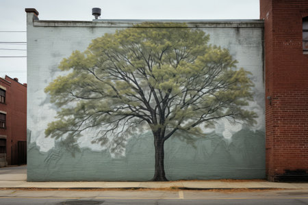 Natures Serenity: A Captivating Tree Image Adorns the Delicate Gray Wallの素材