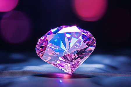 Dazzling Duo: The Mesmerizing Purple and Pink Diamond Against a Stunning Blue Background --ar 3:2の素材