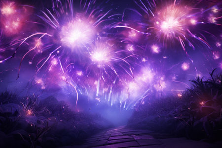 Vibrant Spectacle: The Purple Fireworks Effect Unleashed in 3:2 Aspect Ratioの素材