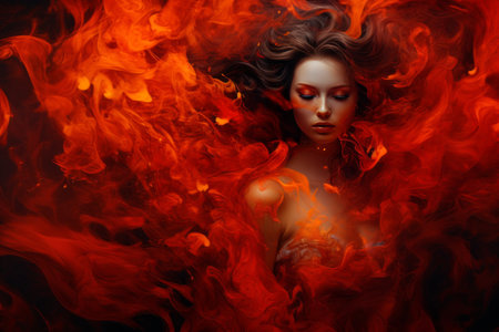 Fiery Gleam: Captivating Red and Orange Fire - AR 3:2の素材