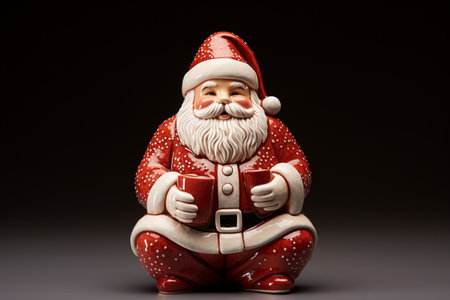 Classic Holiday Charm: Red and White Ceramic Santa Claus Figurine --ar 3:2の素材