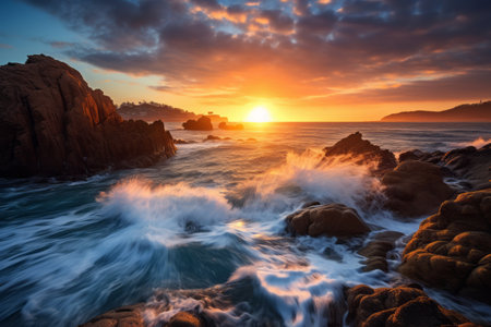 Captivating Sunset Reflections over the Ocean - AR 3:2の素材