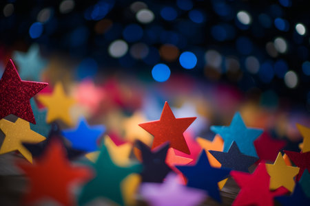 Stunning Selective Focus: Vibrant Assorted-color Stars Through the Lens - AR 3:2の素材