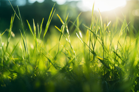 Vibrant Shallow Focus: Captivating Green Grasses in Daylight (3:2 Aspect Ratio)の素材