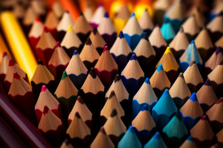 Vibrant Depths: Captivating Shallow Focus Photography of a Color Pencil Lotの素材