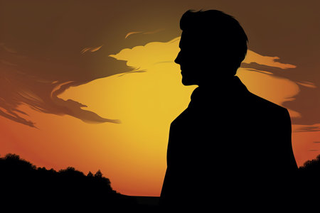 Mysterious Silhouette: Captivating Man in a 3:2 Settingの素材