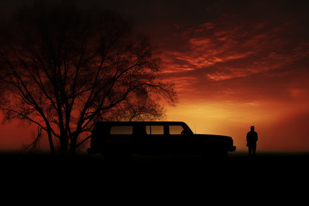 Capturing the Mystique of Vehicles: Enchanting Silhouette Photography in ar 3:2の素材