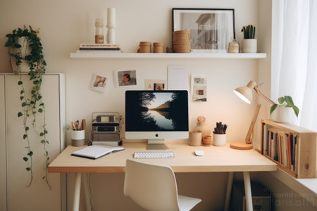 Efficient Home Office Setup for Productivity: Simplified Workspace at Homeの素材
