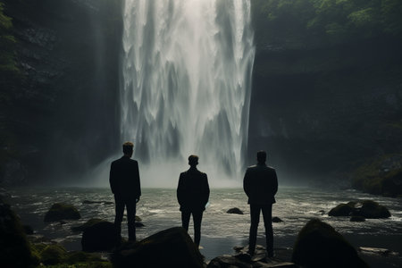 Captivating Moments by the Waterfalls: A Trios Experience -ar 3:2の素材