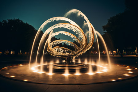 Capturing the Fluid Beauty: Timelapse Photography of a Mesmerizing Water Fountainの素材