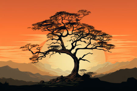 Unveiling the Mystical Beauty: Tree Silhouette - AR 3:2の素材