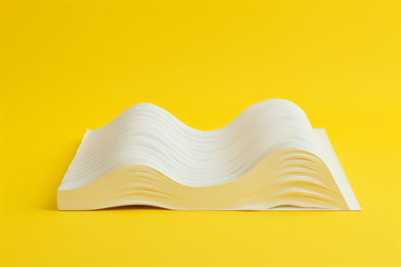 Serenity Amidst Vibrancy: A White Book Page Gracing a Yellow Surfaceの素材