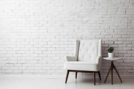 Minimalist Interior: White Brick Wall Complements Elegant White Chairの素材
