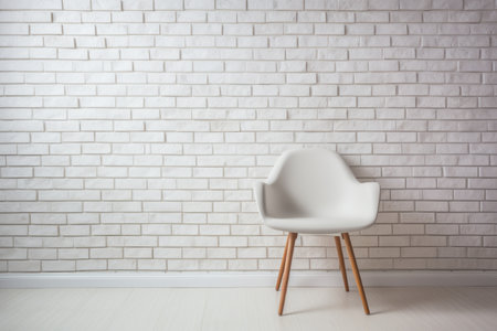 Minimalist Aesthetic: The Allure of a White Brick Wall Set Against a White Chairの素材
