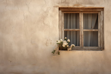 Framing Serenity: The White Wooden Window --ar 3:2の素材
