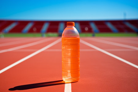 Hydration On Track: A Plastic Drinking Bottle Energizes the Orange Running Fieldの素材