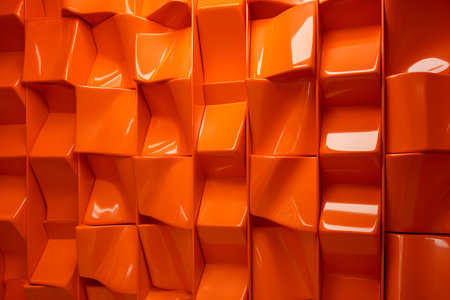 Vibrant Reflections: Exploring a Tiled Wall Through Orange Colored Plastic (AR 3:2)の素材