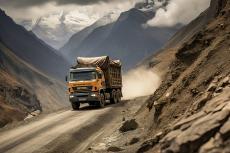 Adventurous Truck Journey: Conquering Mountainous Terrain in 3:2 Aspect Ratioの素材