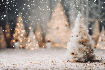 Glistening White Christmas Tree Shines at Festive Event --ar 3:2の素材