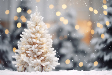 Glistening White Christmas Tree: A Dazzling Centerpiece at a Festive Eventの素材