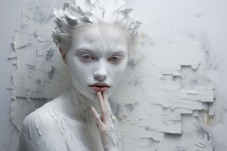 Magnifying the Elegant Artistry: White Paint on a Canvas -- ar 3:2の素材