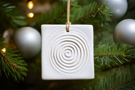 Minimalist Elegance: White Square Ceramic Ornament --ar 3:2の素材