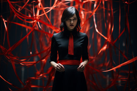 The Captivating Woman and her Enchanting Red Strings - AR 3:2の素材