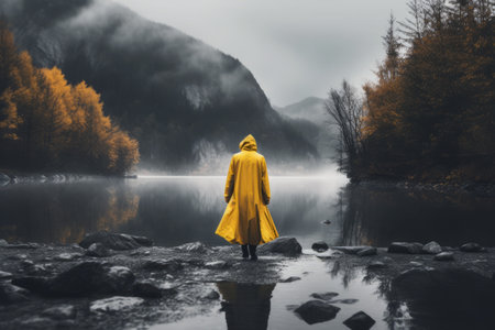 Under the Grey Skies: A Womans Journey Across the Black Terrain by the Serene Lakeの素材