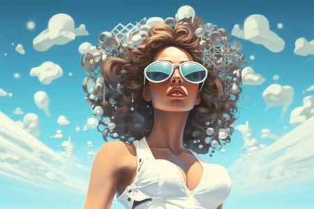 Dazzling Elegance: A Woman Embracing the White Bikini -ar 3:2の素材