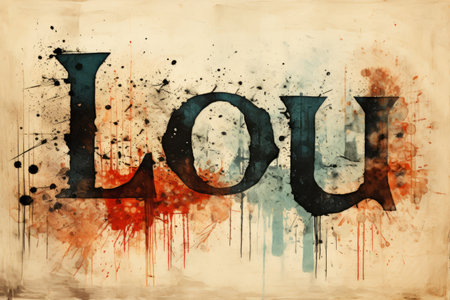 Innovative Creation: An Exquisite Word Uniquely Adorned using Ink Stamp Technique on Canvas --ar 3:2の素材