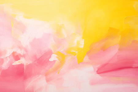 Vibrant Harmony: A Yellow and Pink Abstract Painting - AR 3:2の素材