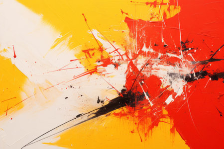 Vibrant Fusion: A Captivating Yellow and Red Abstract Paintingの素材