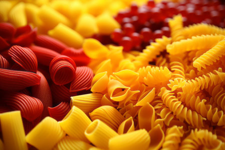 Vibrant Harmony: Exploring the Yellow and Red Pasta Adventure (AR 3:2)の素材