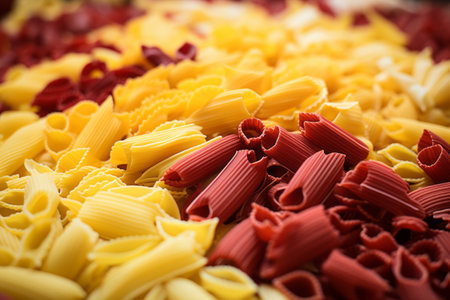 Vibrant Harmony: The Yellow and Red Pasta Delightの素材