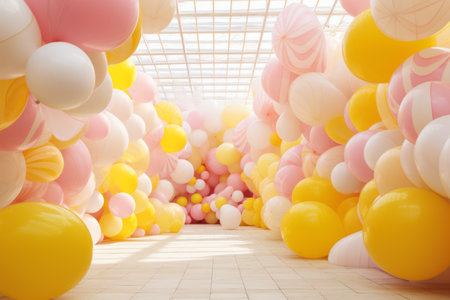 Bursts of Color: Exploring the Vibrant World of Yellow, White, and Pink Balloonsの素材