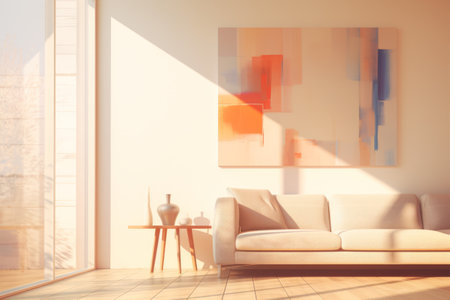 Mystic Blur: Mesmerizing Abstract Living Room Interior for Enchanting Backgroundの素材