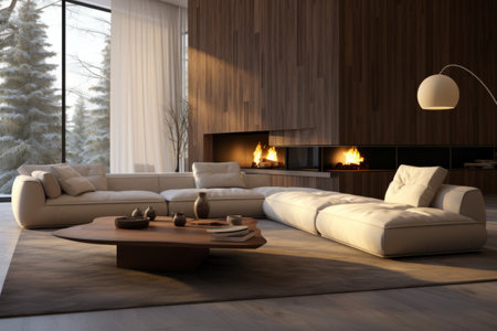 Stunning Contemporary Living Room featuring a Sleek Modern Sofaの素材