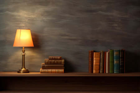 Illuminating Knowledge: A Stylish Bookshelf Displayed on the Wallの素材