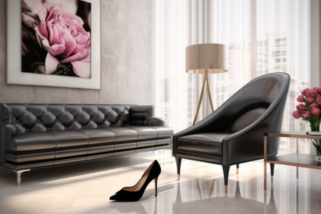 Stylish and Sophisticated: A Perfect Harmony of Comfort and Elegance in a Living Room Adorned with Hの素材