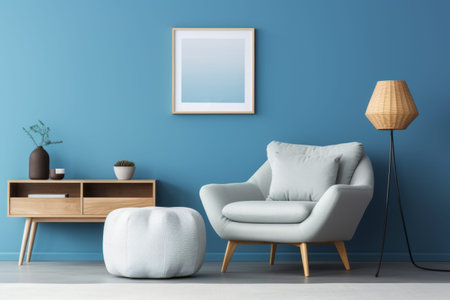 Exquisite Blue Haven: A Stunning Modern Living Room Retreat with a Touch of Eleganceの素材