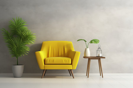 Chic and Vibrant: Discover the Elegance of a Yellow Armchair in our Stylish Living Room Designの素材