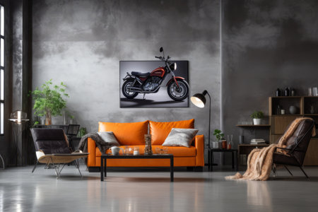 Stylish Loft Interiors: A Modern Living Room Oasis with Luxurious Comforts and Chic DÃ©cor Elementsの素材