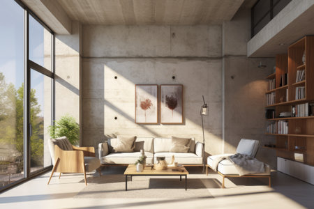 Delightful Blend of Sunshine and Contemporary Elegance: A Modern Living Room Interior in Apartments,の素材