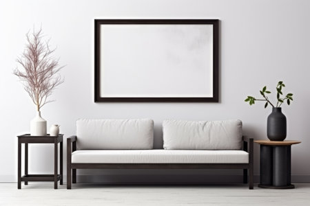 Unveiling Elegance: A Showcase of a Stylish Living Room with Mock Up Poster Frame, Vintage Accents,の素材